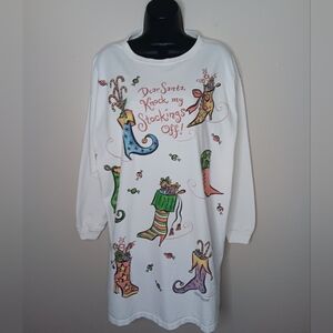 Vintage 90s Santa Women's One Size Sleep T-shirt Single Stitch Christmas Holiday